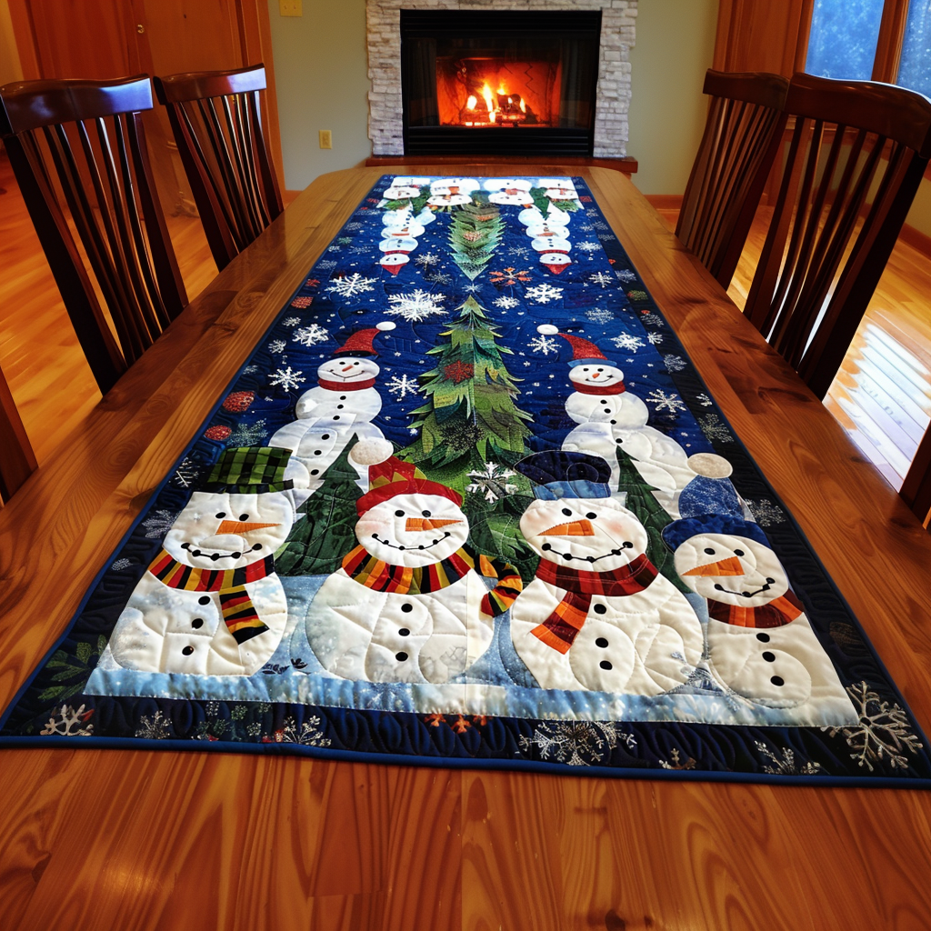 Frosty & Evergreen Quilted Table Runner VTQ-Myprintsy