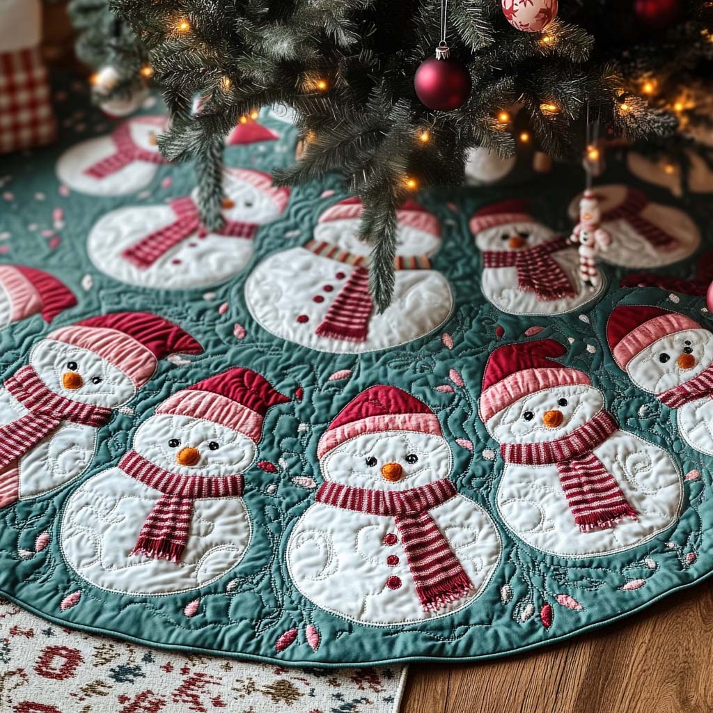 Frosty Festivities Christmas Quilted Tree Skirt-Myprintsy