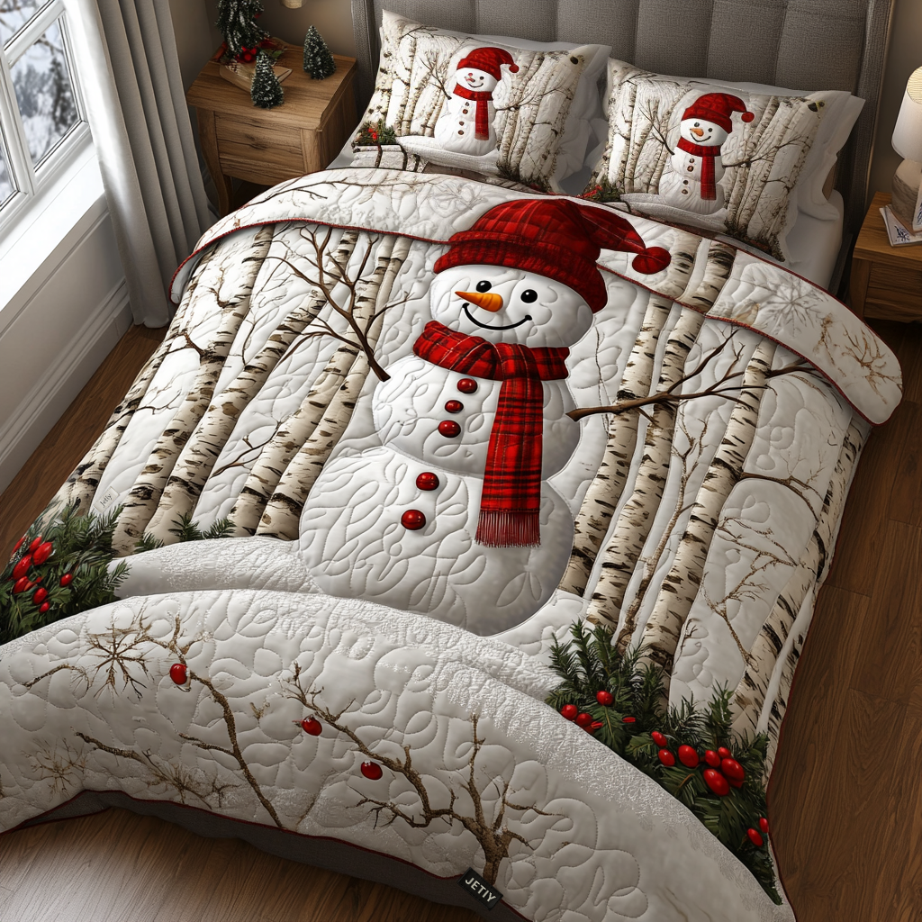 Frosty Fir Forest -Piece Quilted Bedding Set VTQ-Myprintsy