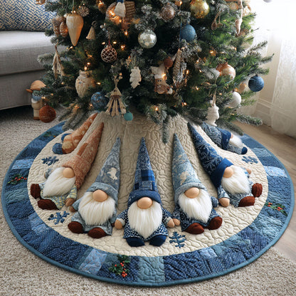 Frosty Gnome Dreams Christmas Quilted Tree Skirt-Myprintsy