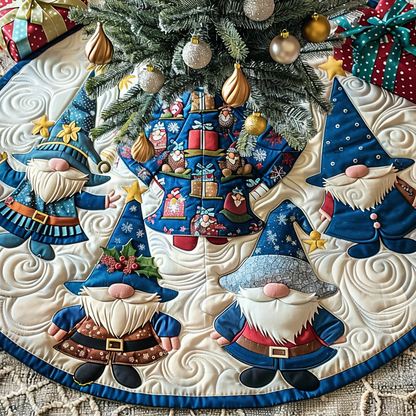 Frosty Gnome Magic Christmas Quilted Tree Skirt VTQ-Myprintsy