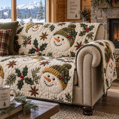 Frosty Holly Guardian Quilted Sofa Cover VTQ-Myprintsy