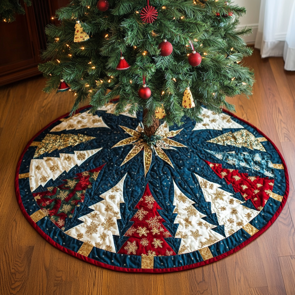 Frosty Jubilee Quilted Christmas Tree Skirt VTQ-Myprintsy