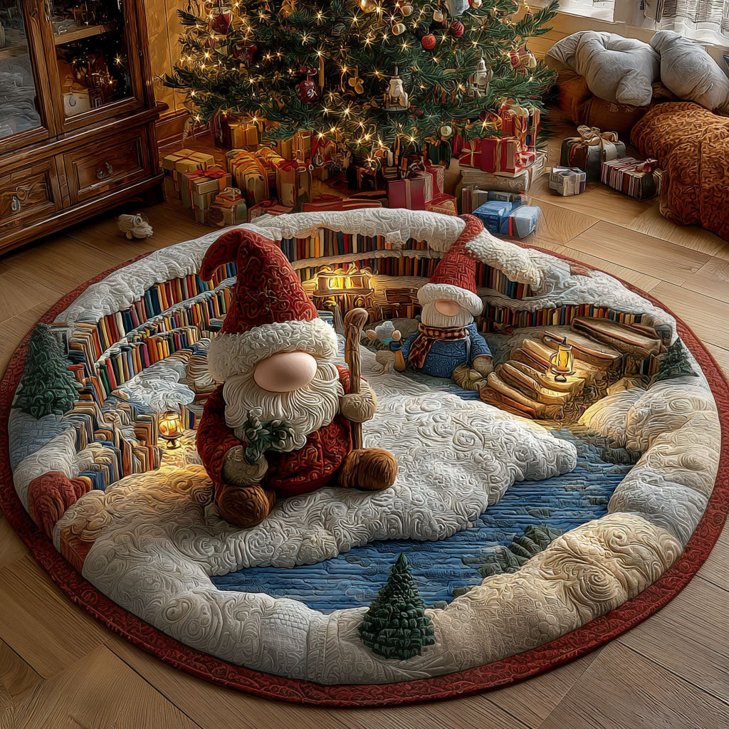 Frosty Library Quilted Round Mat VTQ-Myprintsy