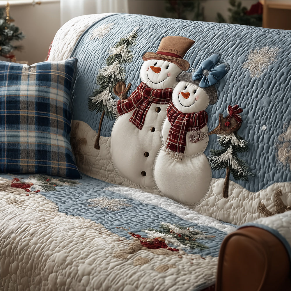 Frosty Lovebirds Quilted Sofa Cover VTQ-Myprintsy
