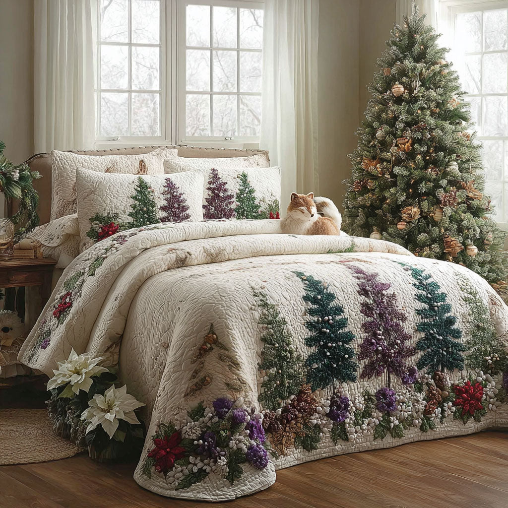 Frosty Pine Haven -Piece Quilted Bedding Set VTQ-Myprintsy