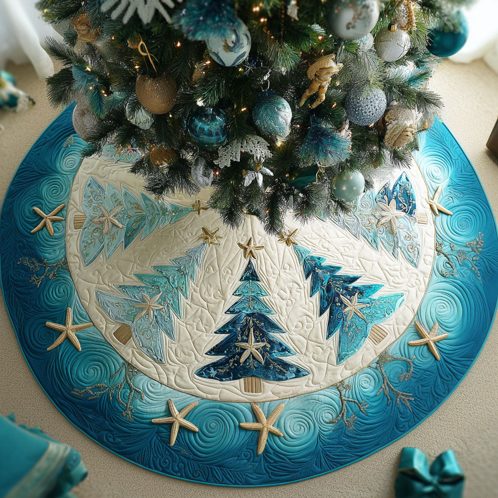 Frosty Pines Village Christmas Quilted Tree Skirt-Myprintsy