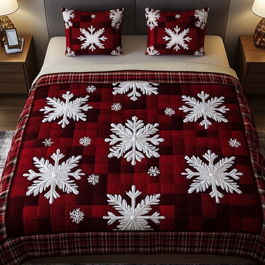 Frosty Plaid -Piece Quilted Bedding Set VTQ-Myprintsy