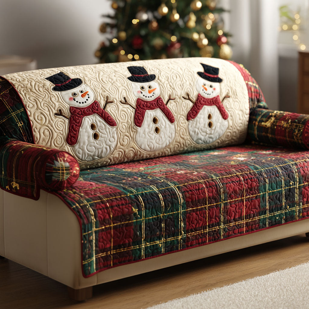 Frosty Plaid Quilted Sofa Cover VTQ-Myprintsy