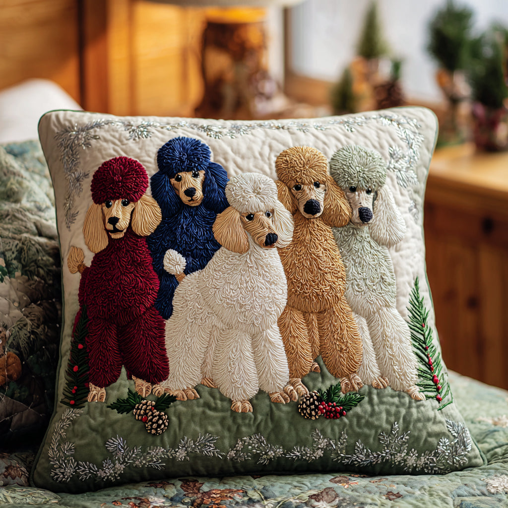Frosty Poodle Dreams Quilted Pillow Case VTQ-Myprintsy