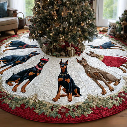 Frosty Sentinel Christmas Quilted Tree Skirt-Myprintsy