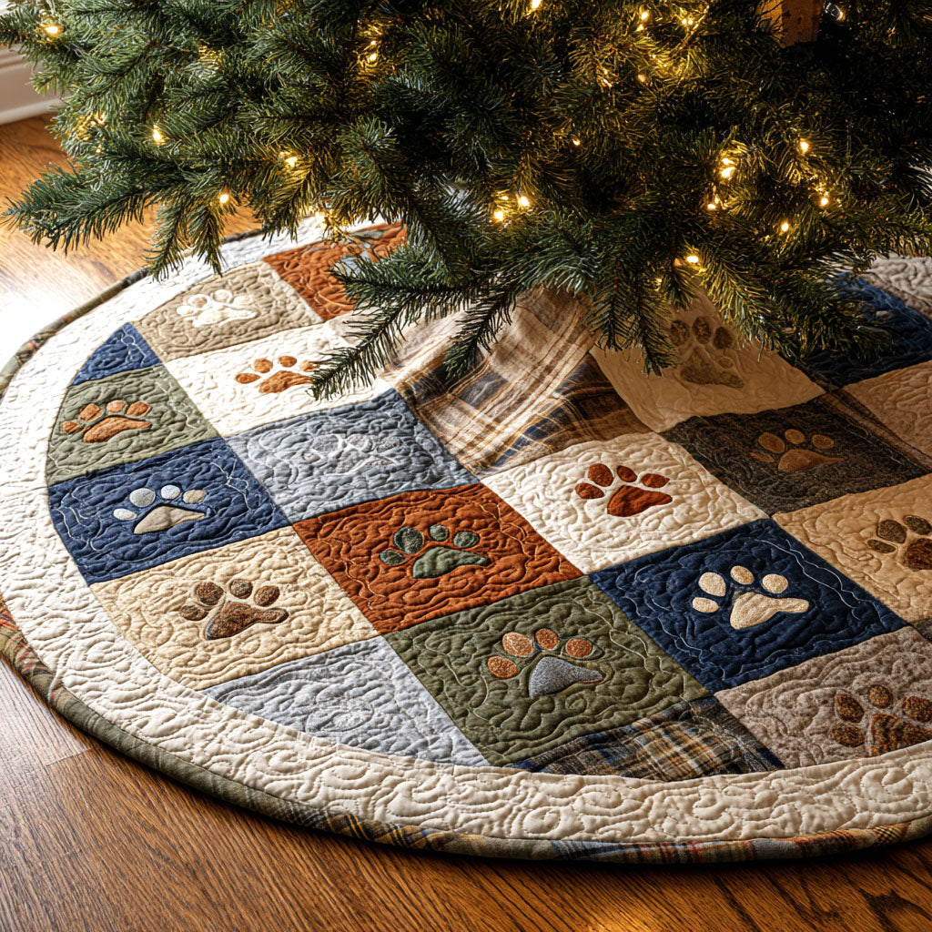 Frosty Steps Christmas Quilted Tree Skirt-Myprintsy