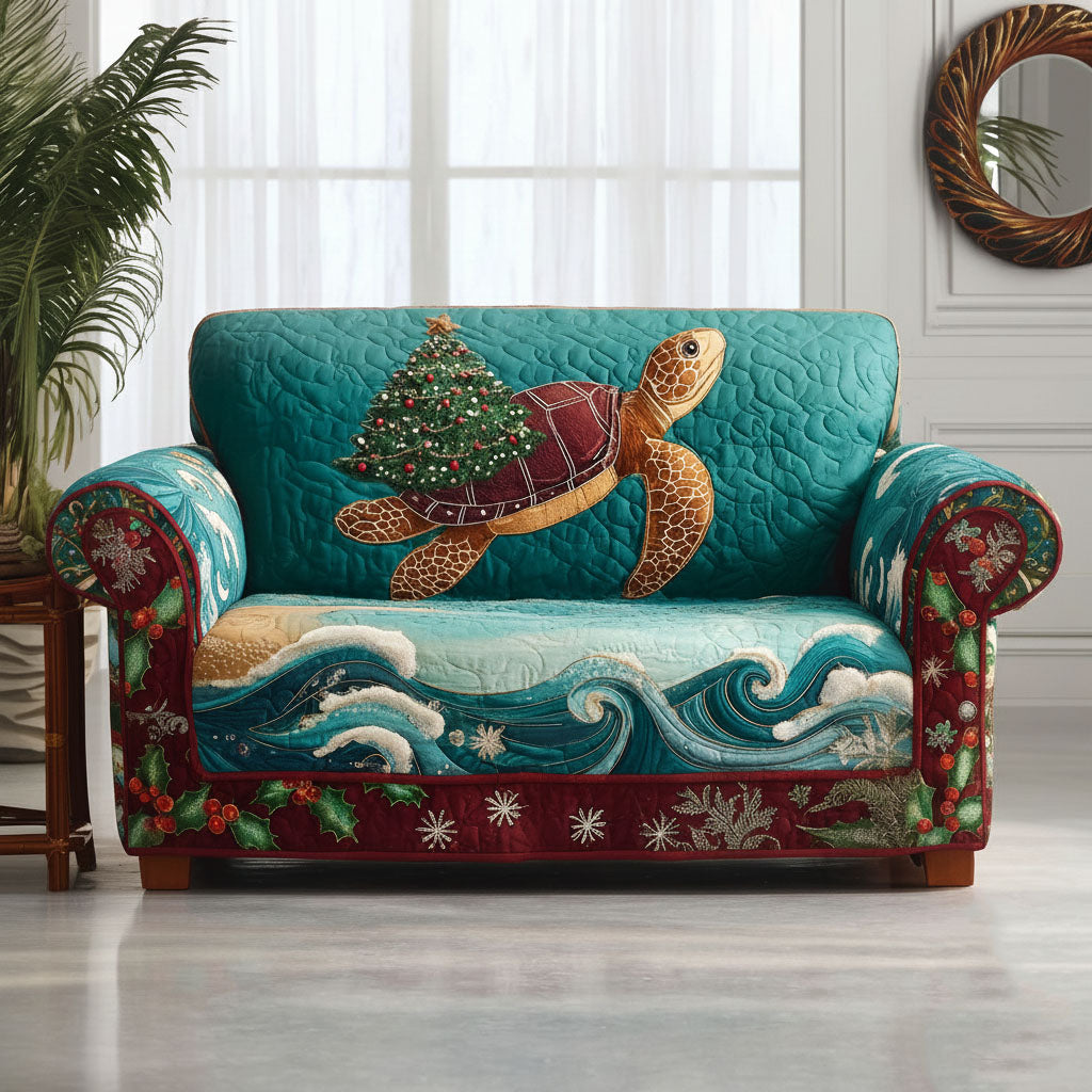 Frosty Turtle Waves Quilted Sofa Cover VTQ-Myprintsy