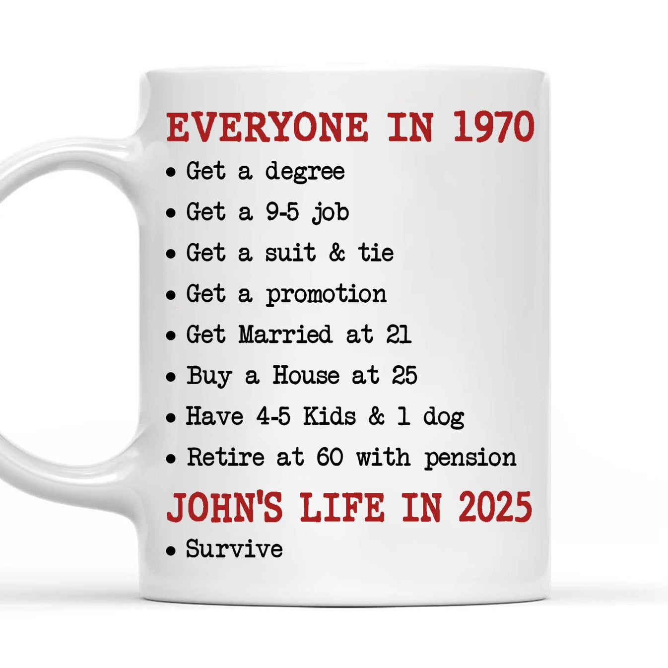 Funny 1970 vs. 2025 Mug – Life Then & Now - Personalized Mug-Myprintsy
