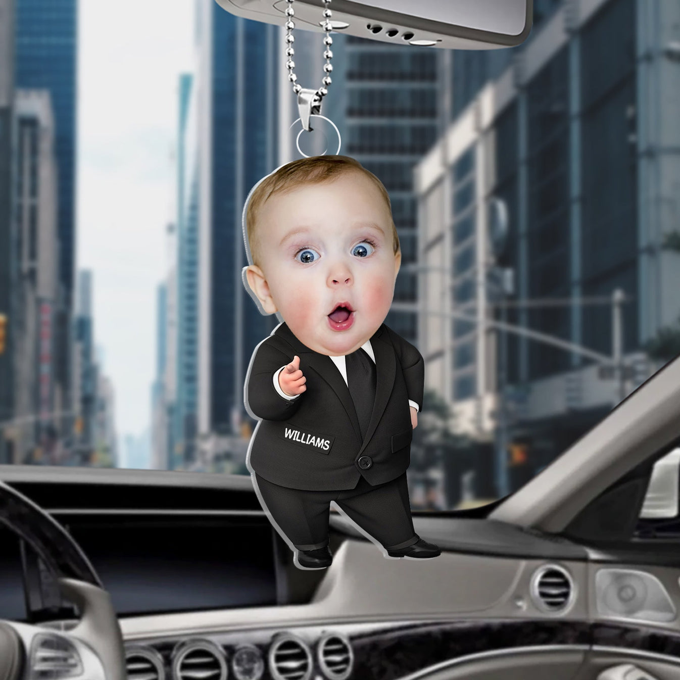 Funny Boss Baby – Suit Up Your Ride - Personalized Acrylic Car Hanger-Myprintsy