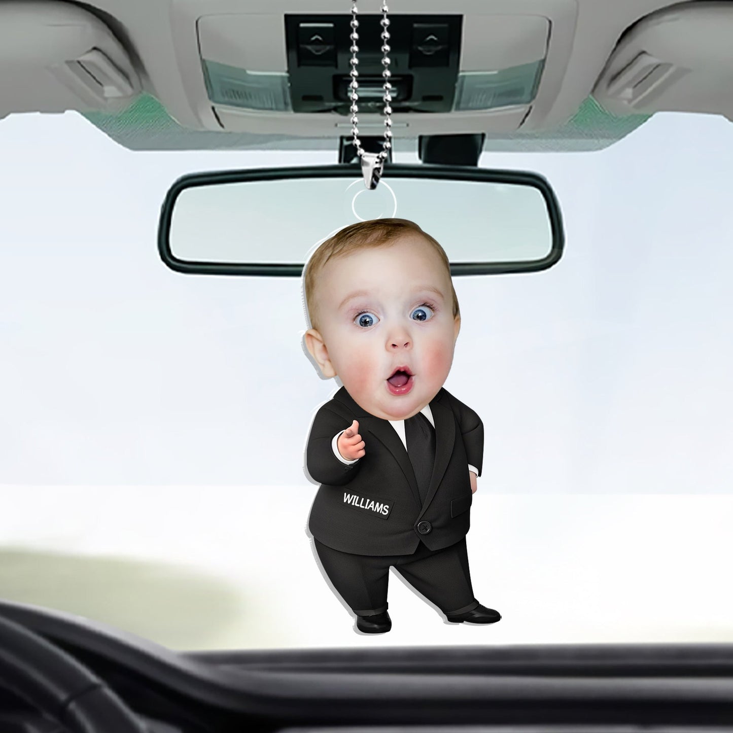 Funny Boss Baby – Suit Up Your Ride - Personalized Acrylic Car Hanger-Myprintsy