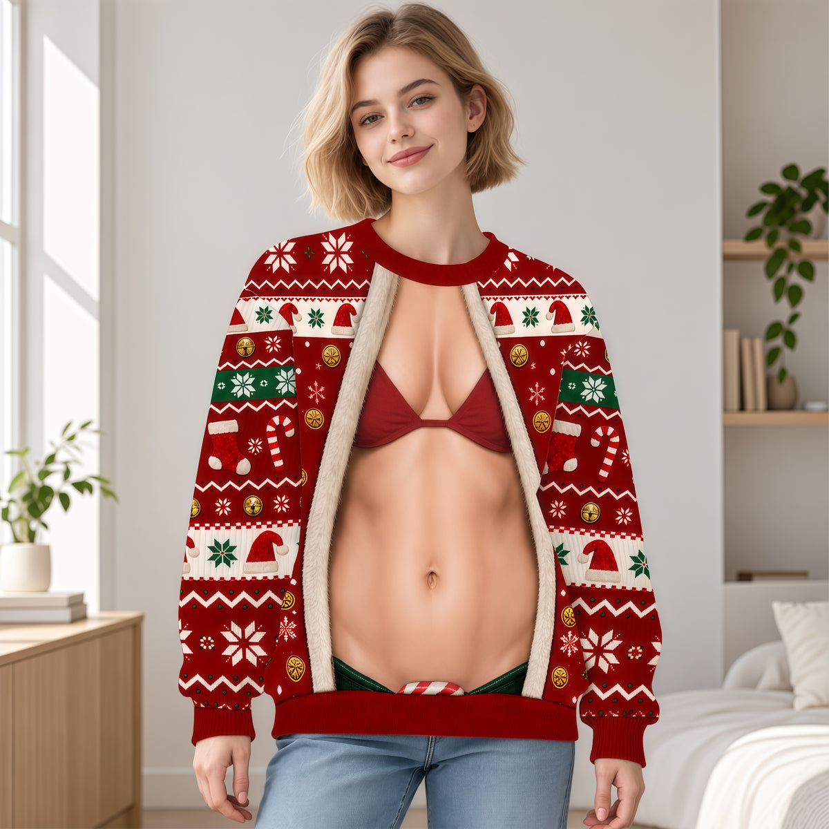 Funny Christmas Wool Sweater – Festive Holiday Sweater for Couples-Myprintsy