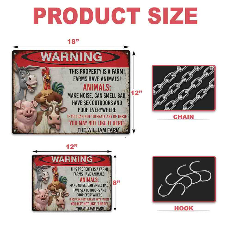 Funny Farm Sign with Animals - Personalized Farm Metal Sign-Myprintsy