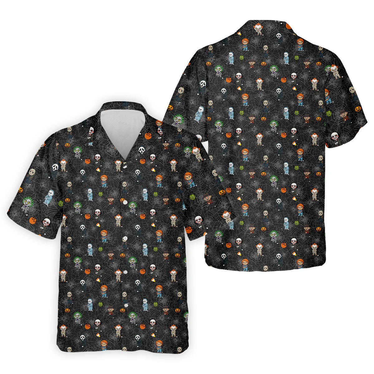Funny Horror Character Black Golf Polo Shirt, Horror Movie Shirt, Halloween Golf Shirt, Fun Golf Polos For Men-Myprintsy