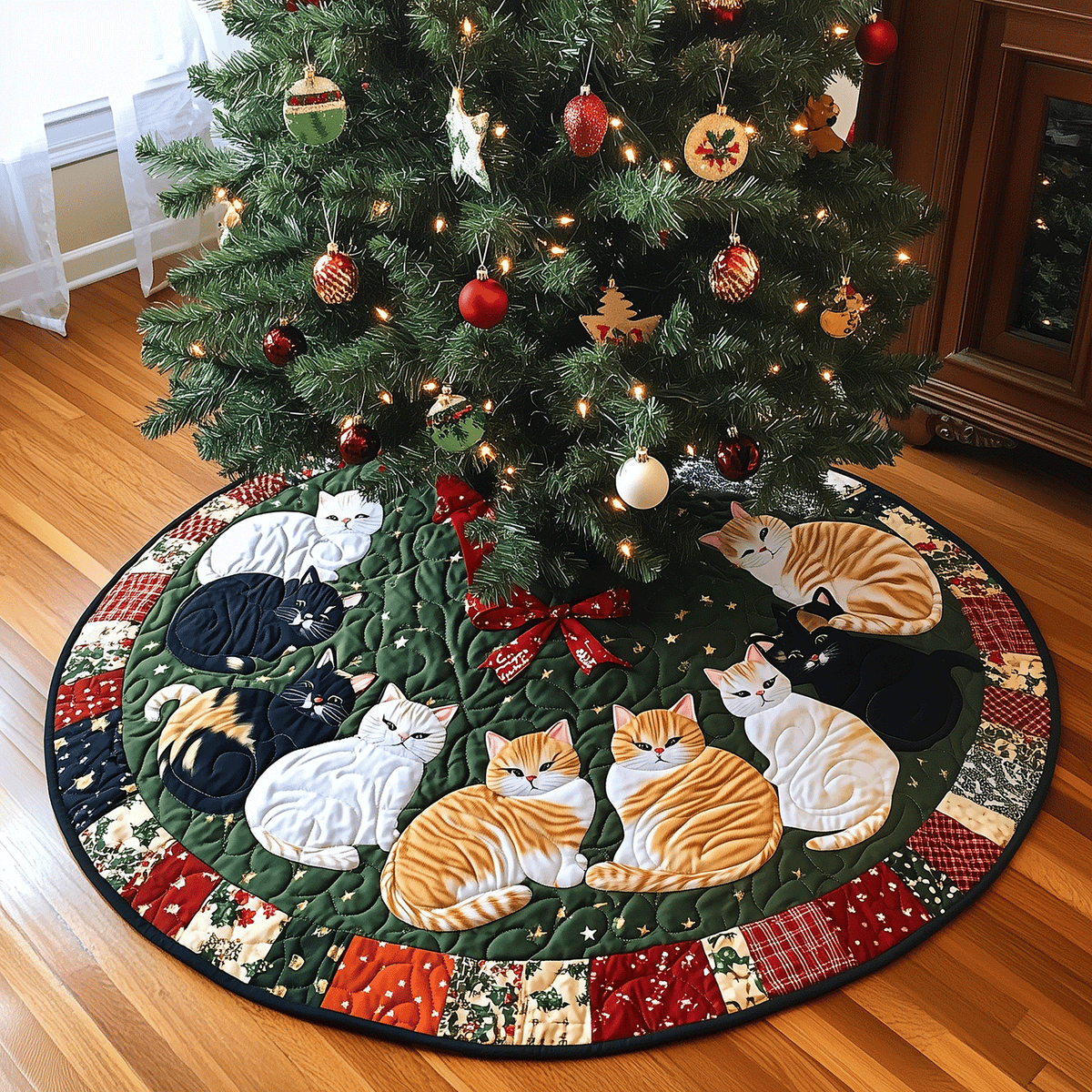 Furry Festivities Quilted Christmas Tree Skirt VTQ-Myprintsy