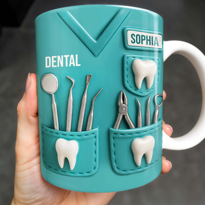 Dental Coffee Mug Featuring Dental Equipment Designs - Personalized Coffee Mug