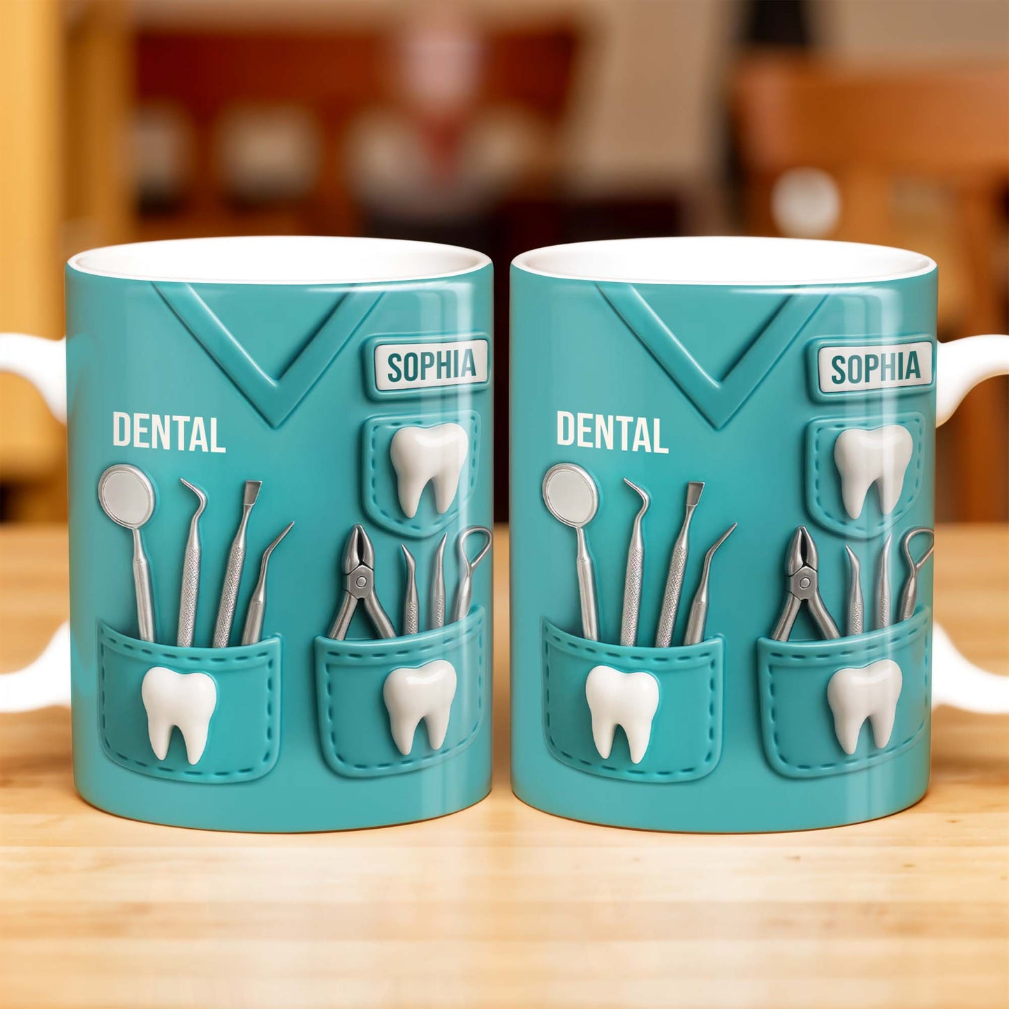 Dental Coffee Mug Featuring Dental Equipment Designs - Personalized Coffee Mug