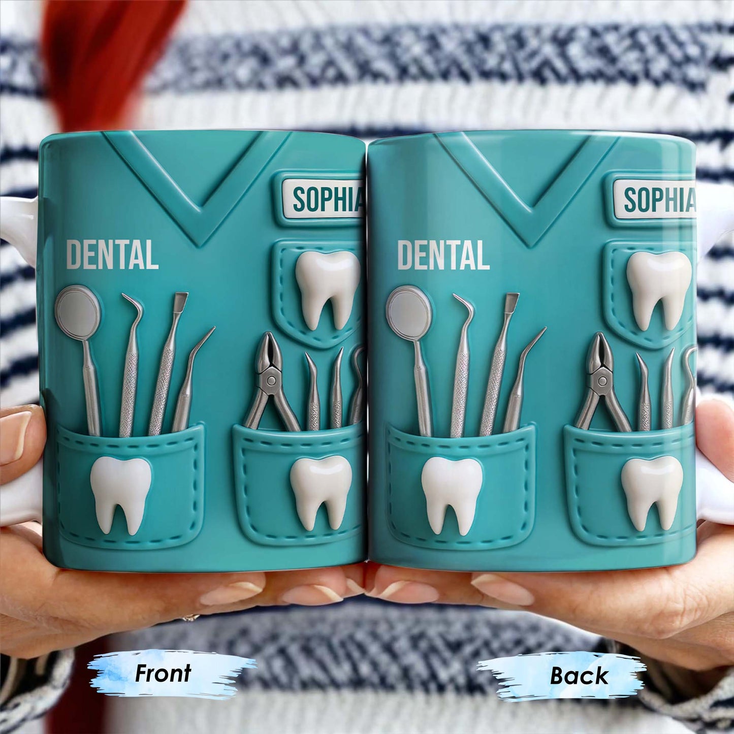 Dental Coffee Mug Featuring Dental Equipment Designs - Personalized Coffee Mug
