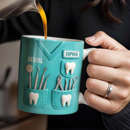 Dental Coffee Mug Featuring Dental Equipment Designs - Personalized Coffee Mug