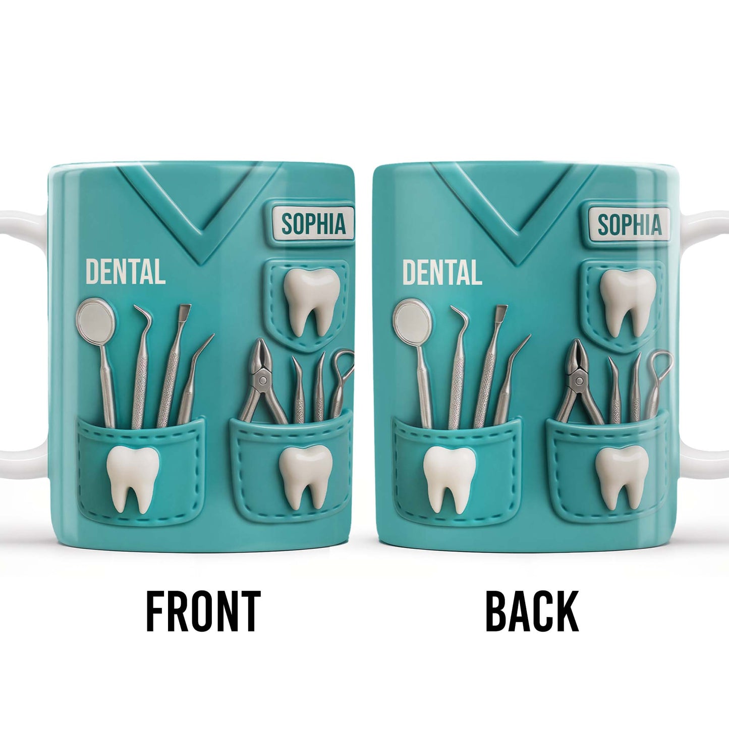Dental Coffee Mug Featuring Dental Equipment Designs - Personalized Coffee Mug