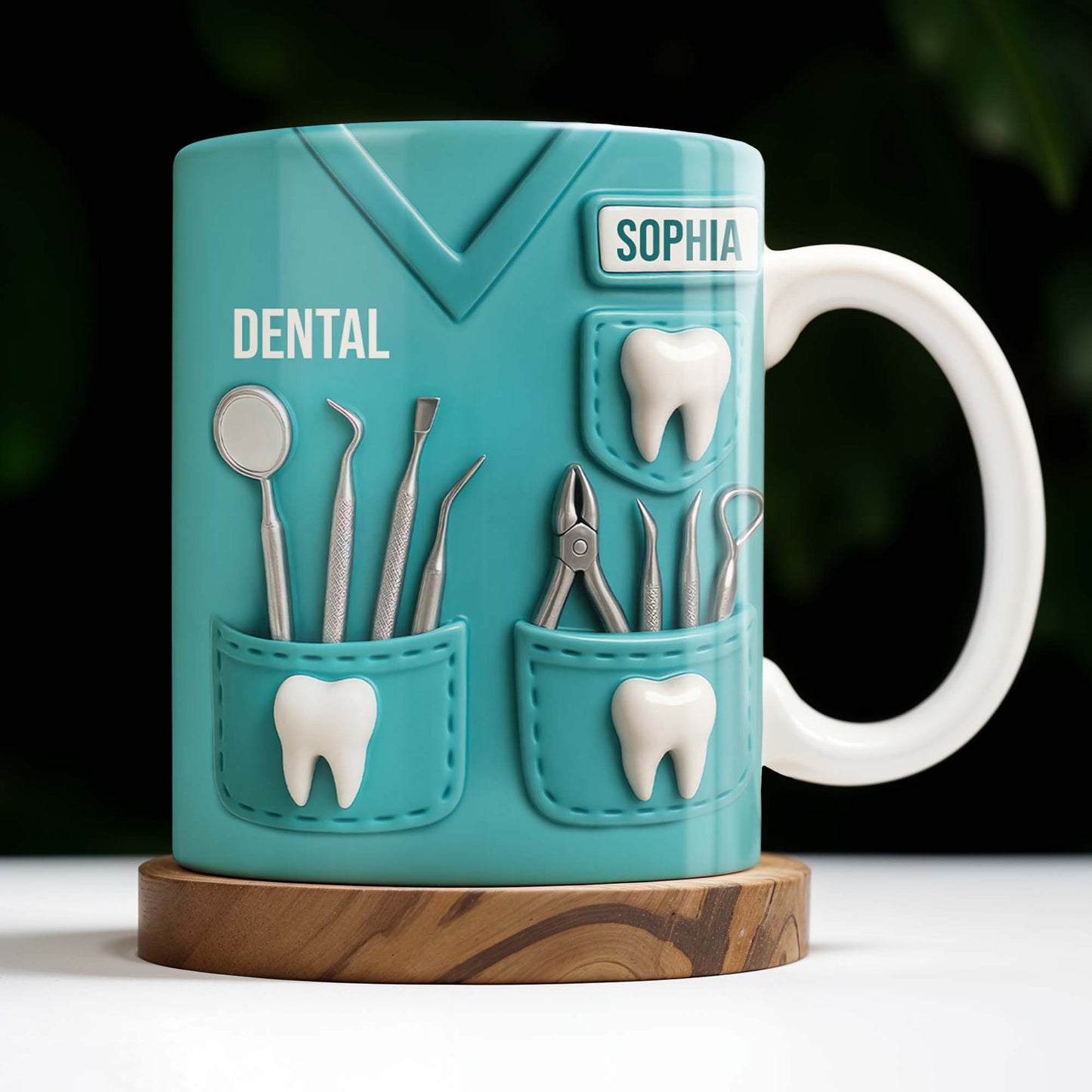 Dental Coffee Mug Featuring Dental Equipment Designs - Personalized Coffee Mug