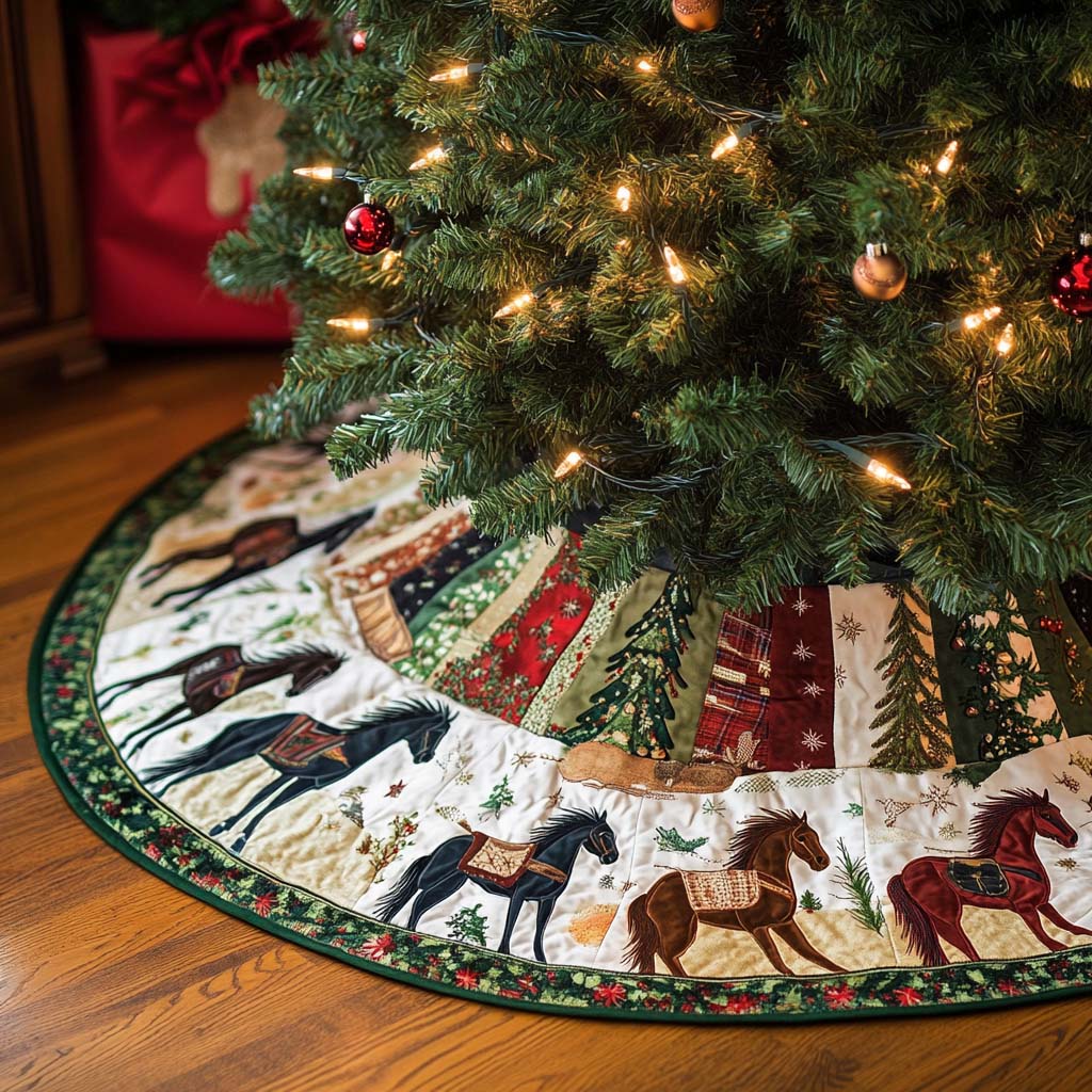 Galloping Grace Christmas Quilted Tree Skirt-Myprintsy