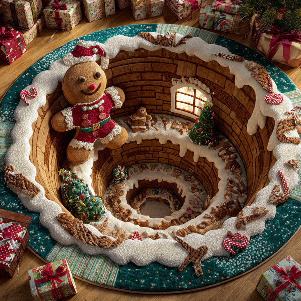 Garnet Gingerbread Man Round Carpet VTQ-Myprintsy