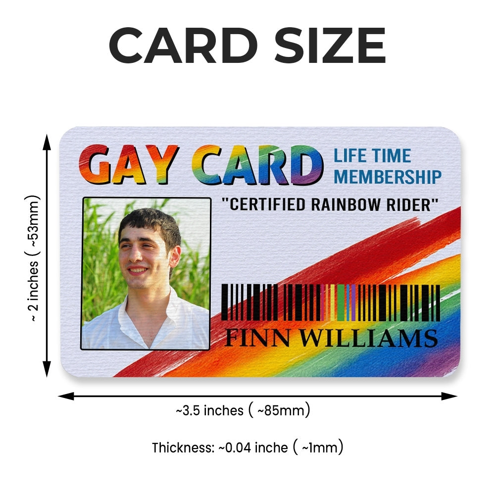 Gay Card, Certified Rainbow Rider - Personalized Aluminum Wallet Card-Myprintsy
