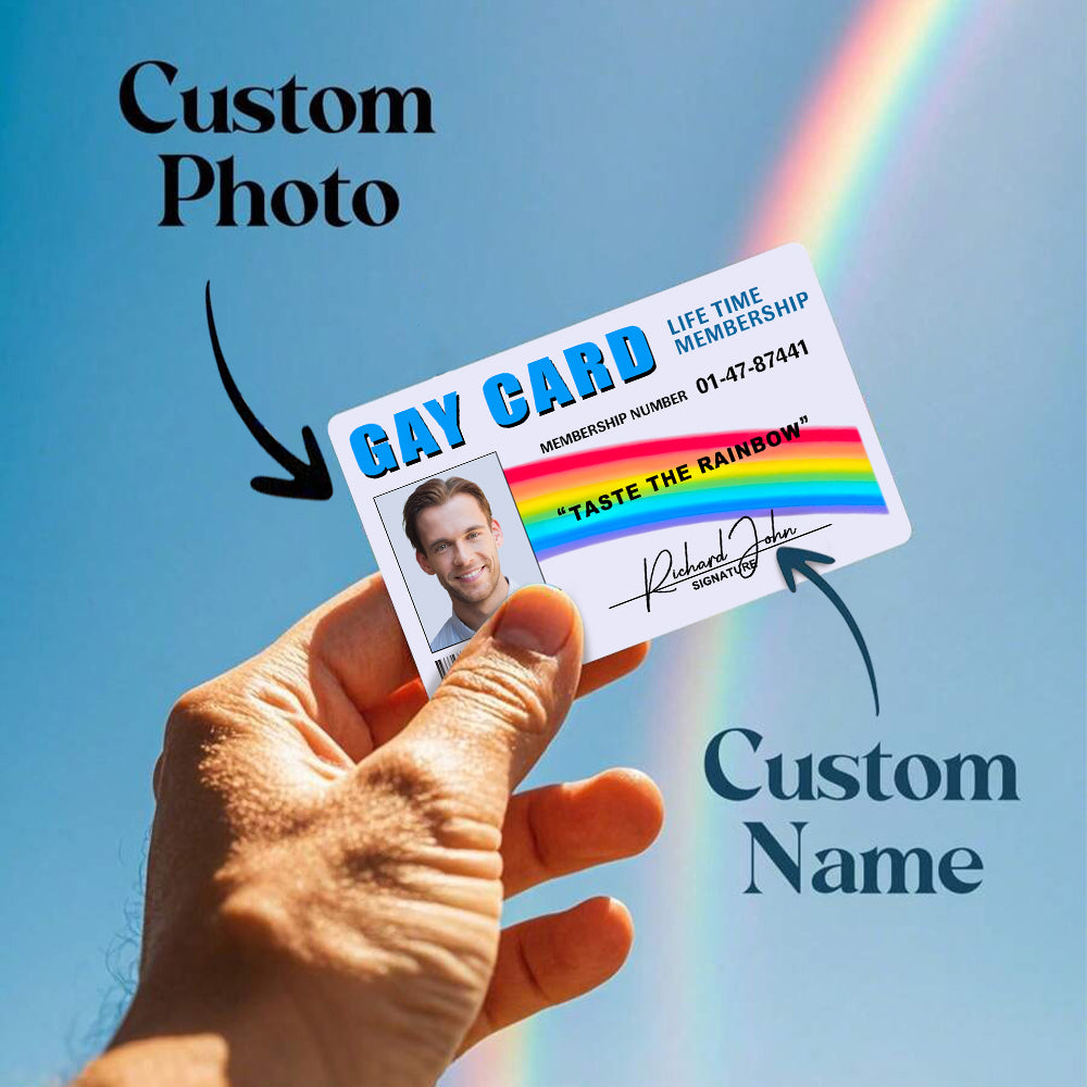 Gay Card, Certified Rainbow Rider - Personalized Aluminum Wallet Card-Myprintsy