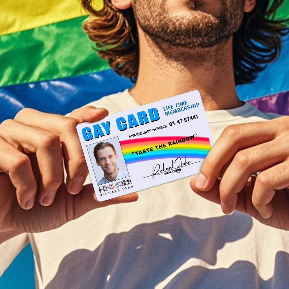 Gay Card, Certified Rainbow Rider - Personalized Aluminum Wallet Card-Myprintsy