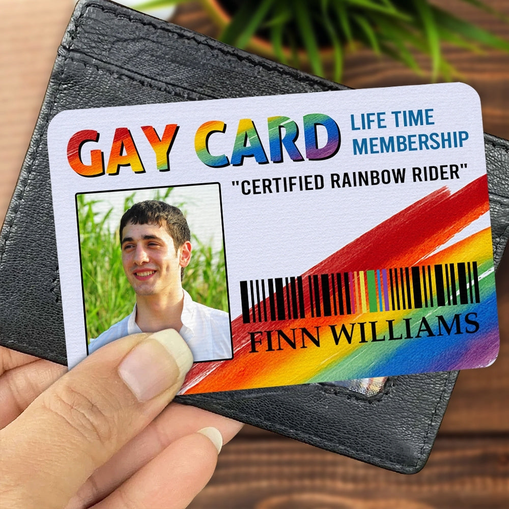 Gay Card, Certified Rainbow Rider - Personalized Aluminum Wallet Card-Myprintsy