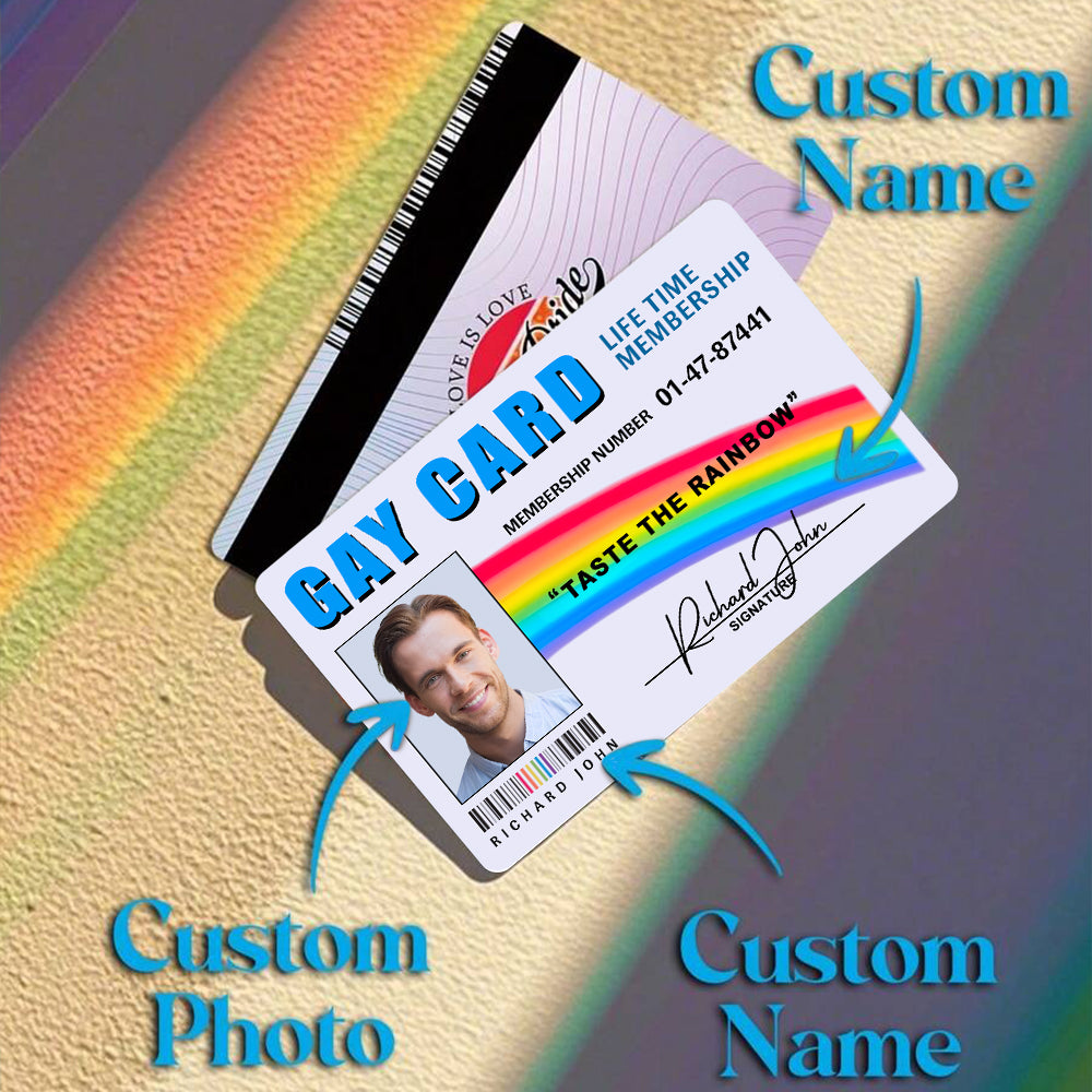 Gay Card, Certified Rainbow Rider - Personalized Aluminum Wallet Card-Myprintsy