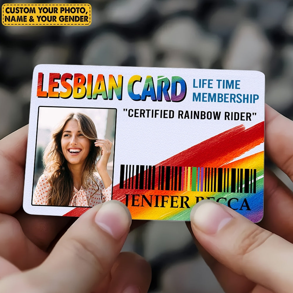 Gay Card, Certified Rainbow Rider - Personalized Aluminum Wallet Card-Myprintsy