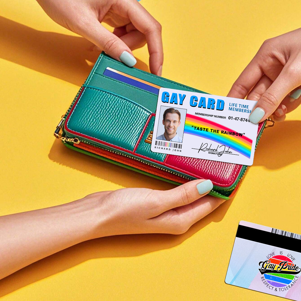 Gay Card, Certified Rainbow Rider - Personalized Aluminum Wallet Card-Myprintsy