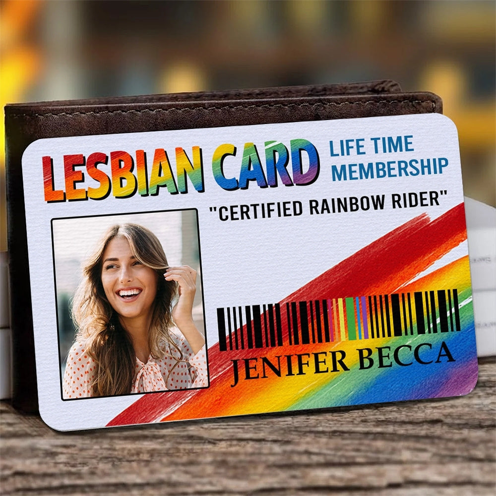 Gay Card, Certified Rainbow Rider - Personalized Aluminum Wallet Card-Myprintsy
