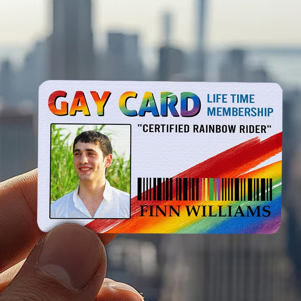 Gay Card, Certified Rainbow Rider - Personalized Aluminum Wallet Card-Myprintsy