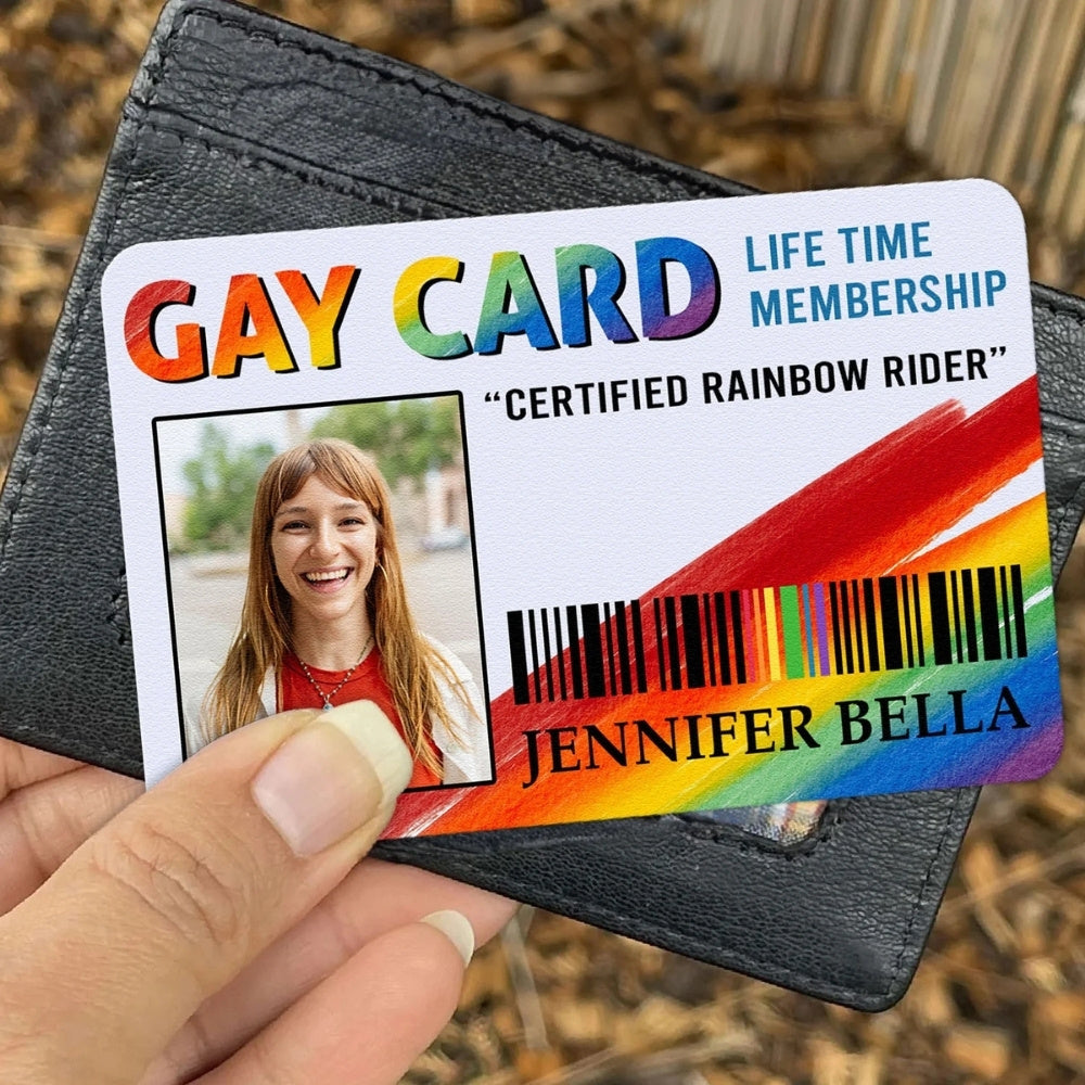 Gay Card, Certified Rainbow Rider - Personalized Aluminum Wallet Card-Myprintsy