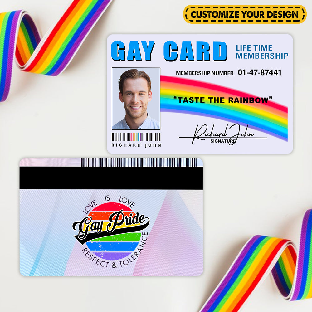 Gay Card, Certified Rainbow Rider - Personalized Aluminum Wallet Card-Myprintsy