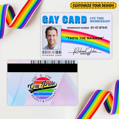 Gay Card, Certified Rainbow Rider - Personalized Aluminum Wallet Card-Myprintsy