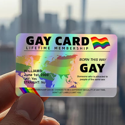 Gay Card, Lifetime Membership - Personalized Aluminum Wallet Card-Myprintsy
