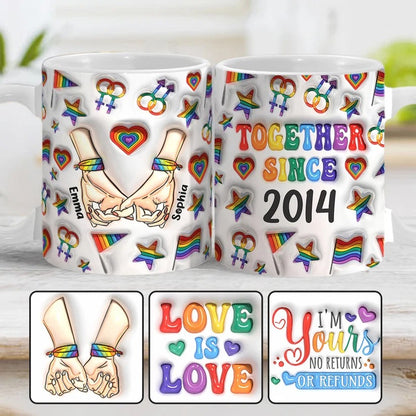 Gay Les LGBT Love Together Since - Personalized LGBT Support Mug-Myprintsy