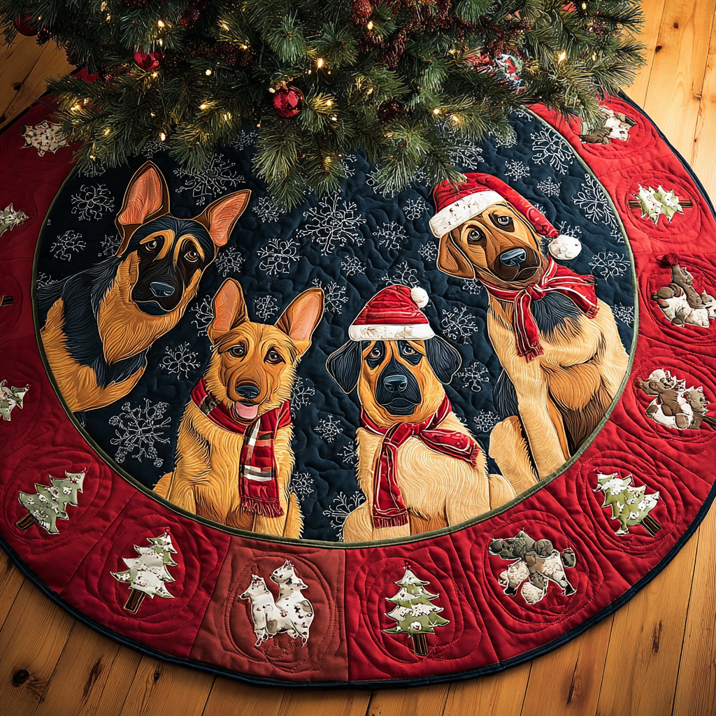 Gentle German Shepherd Christmas Quilted Tree Skirt-Myprintsy