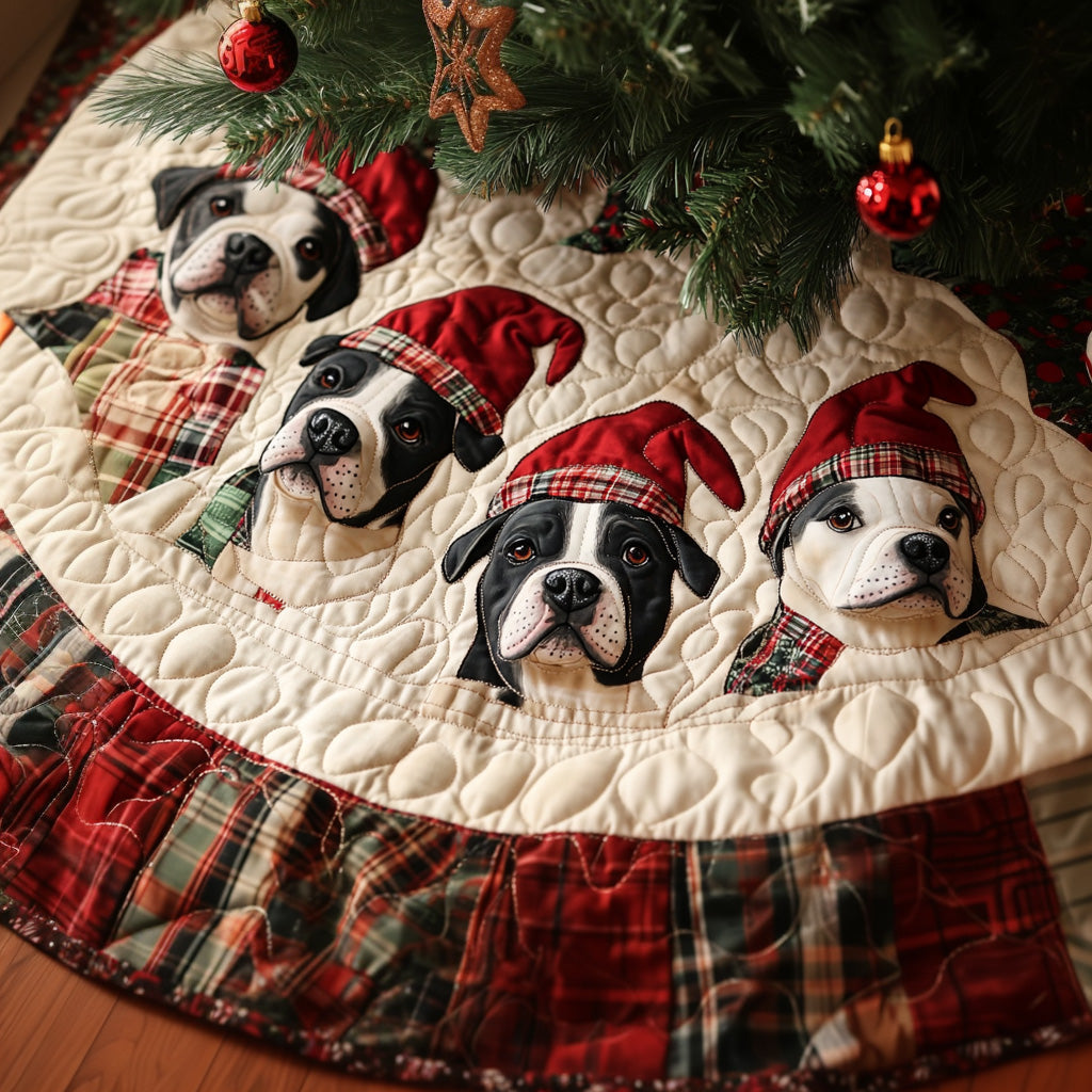 Gentle Pitbull Spirits Quilted Christmas Tree Skirt-Myprintsy