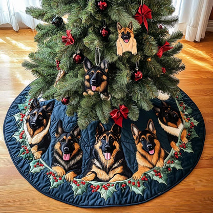 German Shepherd Adventures Christmas Quilted Tree Skirt VTQ-Myprintsy