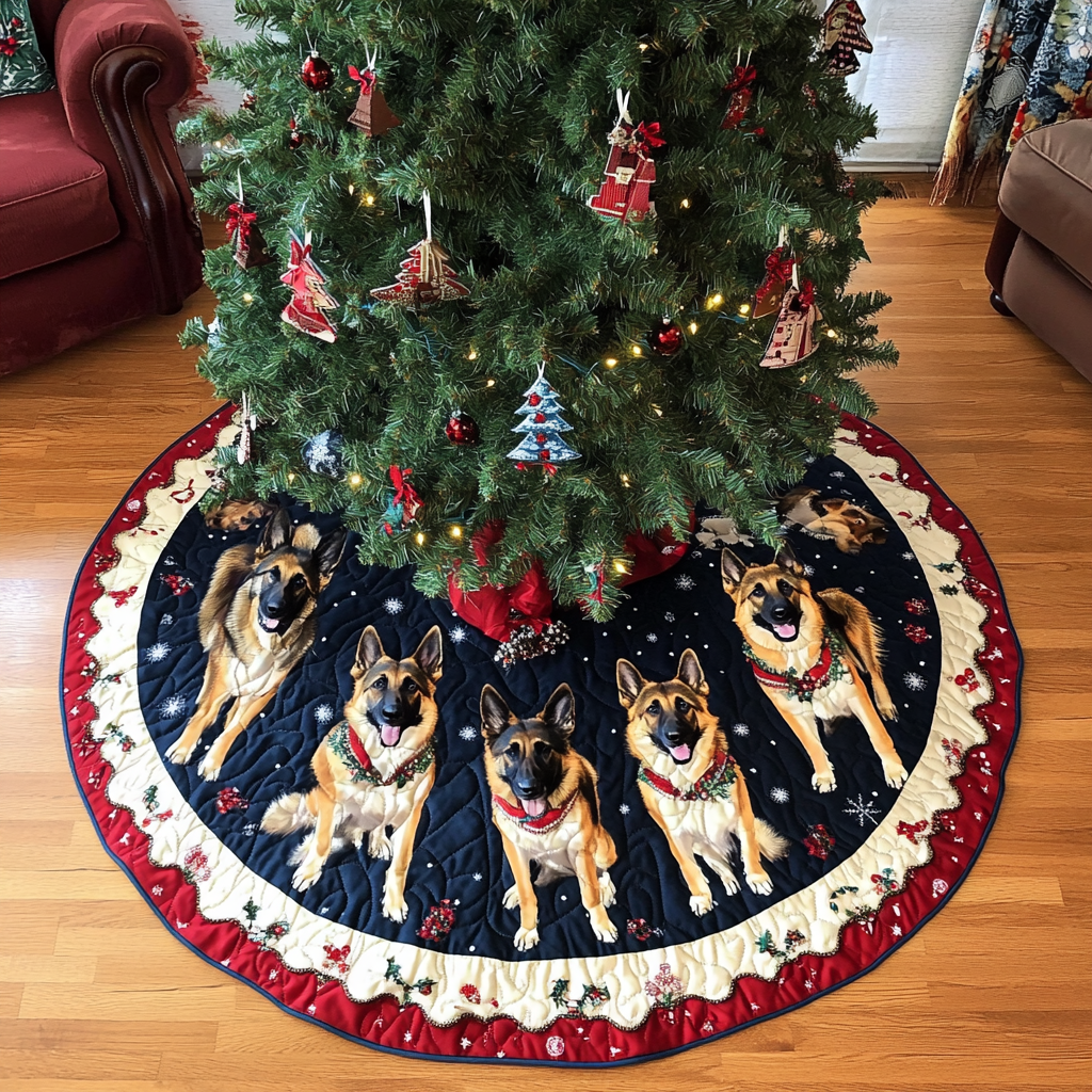 German Shepherd Christmas Charm Christmas Quilted Tree Skirt VTQ-Myprintsy